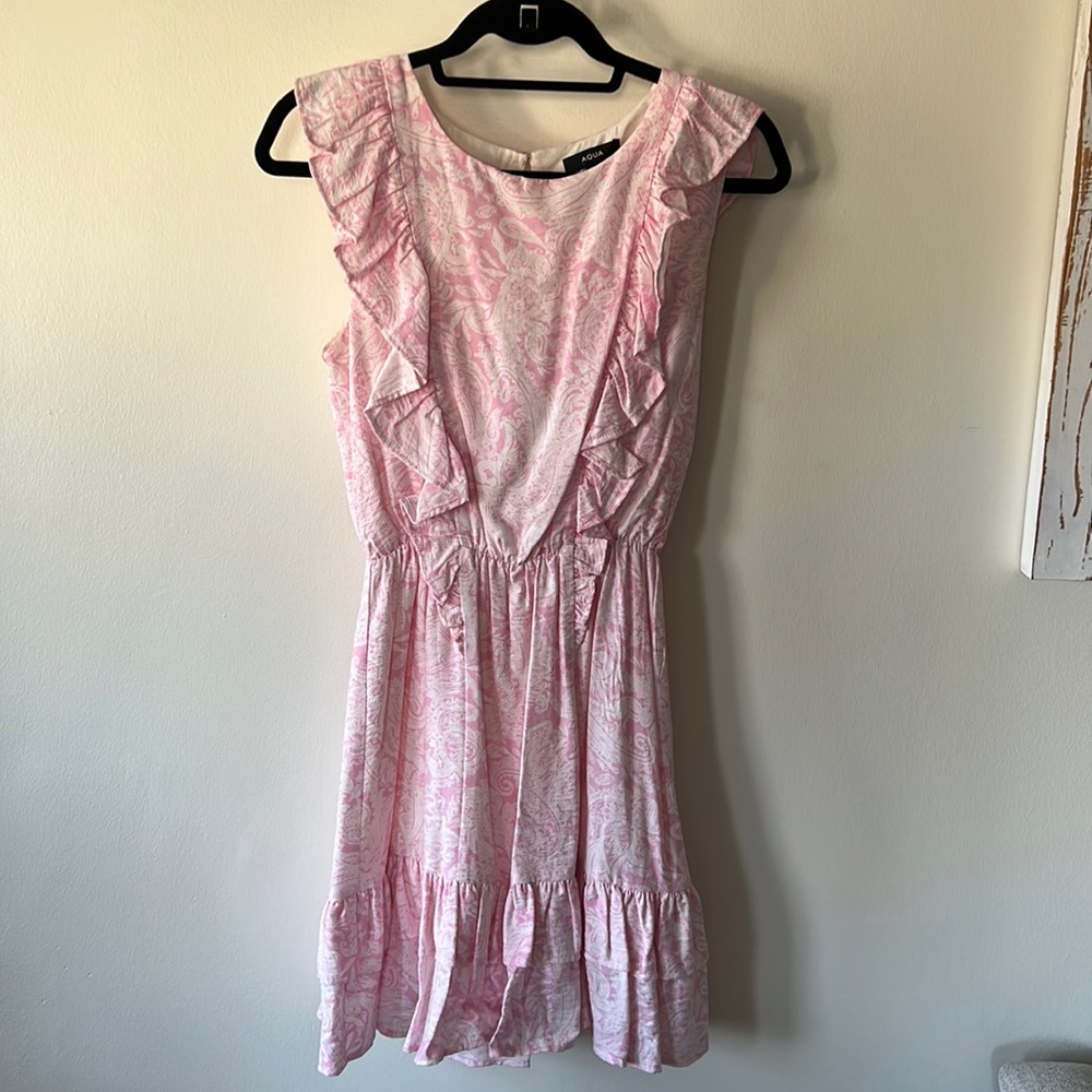 Aqua Toille Ruffle Mini Dress worn once